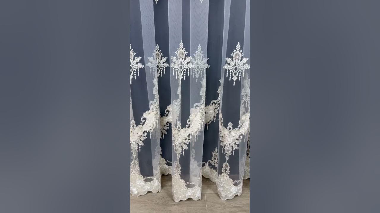 Фатинова оксамитова 3D тюль з гарною вишивкою, бархатом і перлинами ...