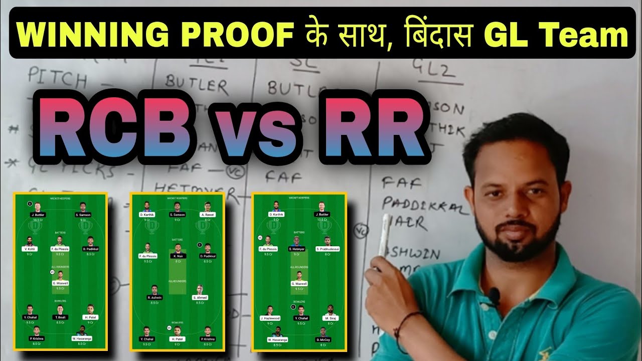 RCB vs RR Fantasy Team, RR vs RCB Team Prediction, RAJ vs BLR, RR vs RCB Dream 11 GL Team, 