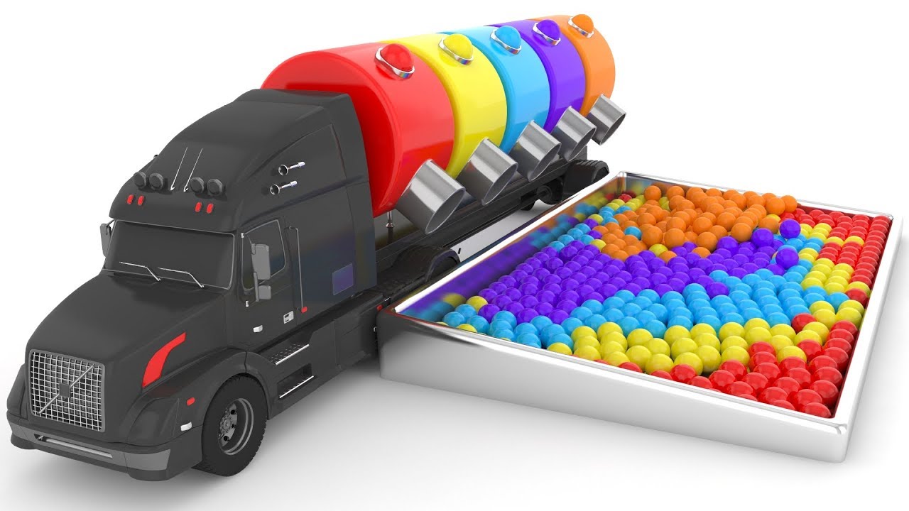 Colors for Children to Learn with Street Vehicles,Learn Colors with Ball Tank Trucks for Kids ...