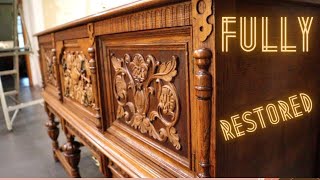 DESTROYED Veneer!! Restoration of a 1920s Buffet