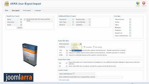 Joomla extension - ARRA User Export Import - export option