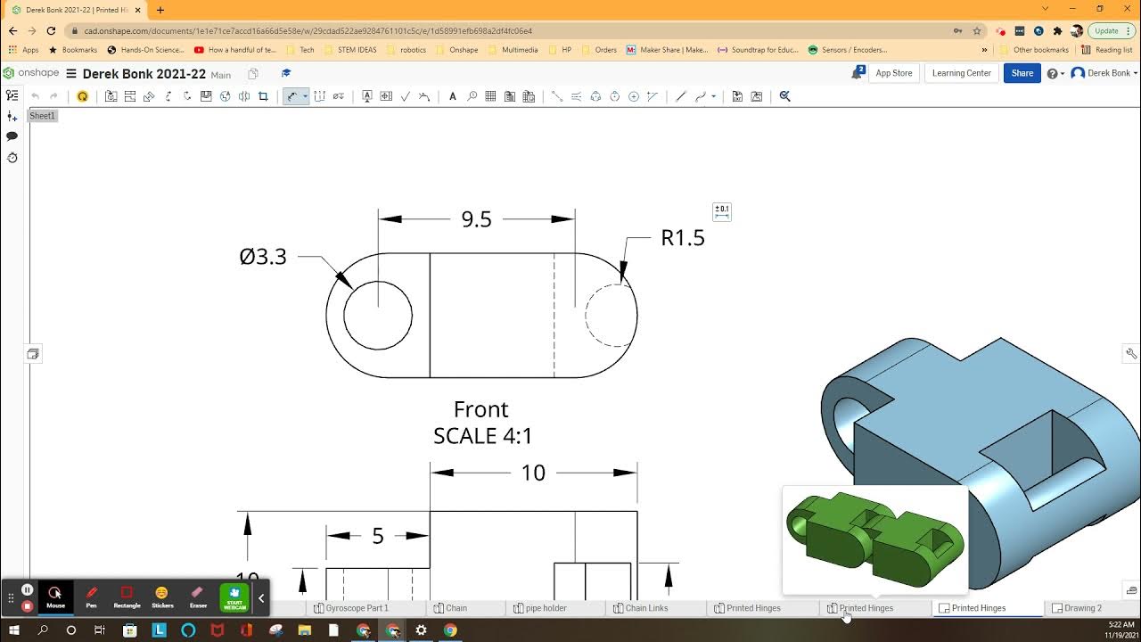 Onshape 3D Print Hinge YouTube