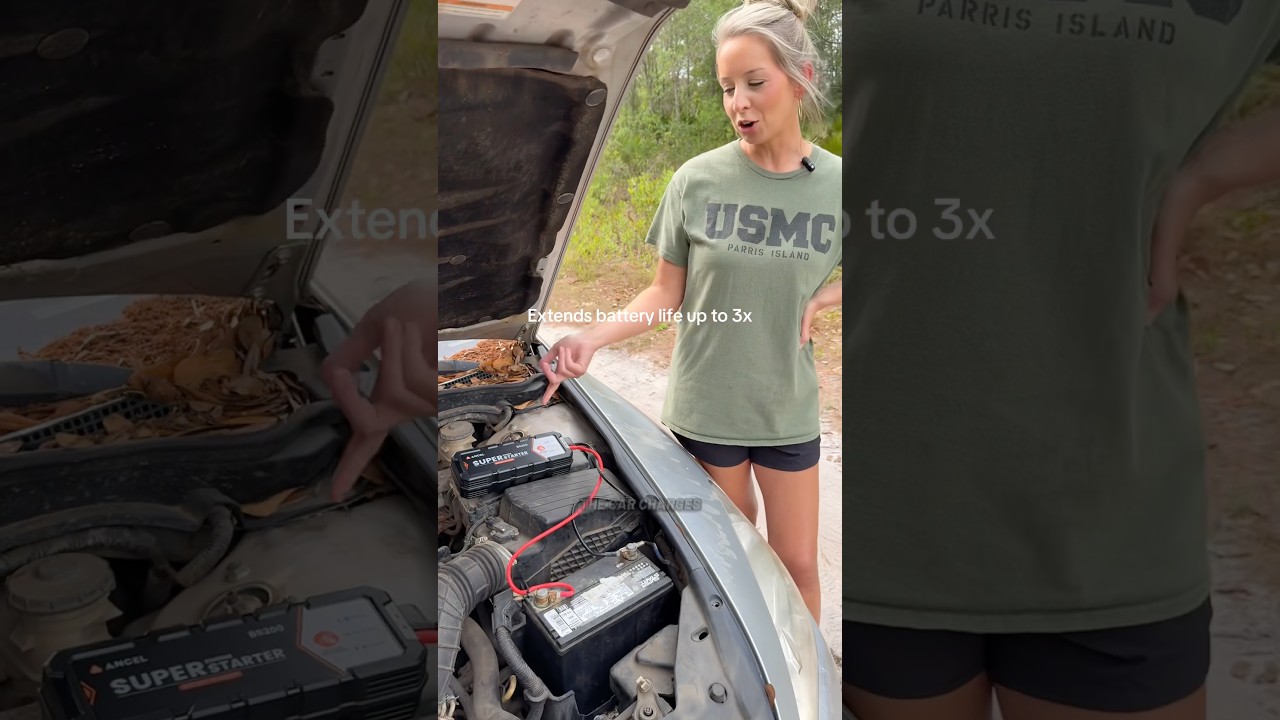 How she jump start her car with her cell phone?