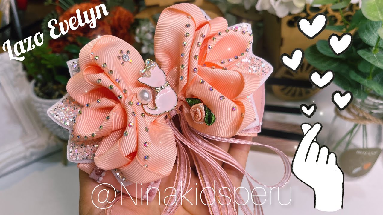 Lazo EVELYN 🎀🤩🌸 con listón de 4 cm borlon falla o POPOTILLO |4 cm ribbon bow.