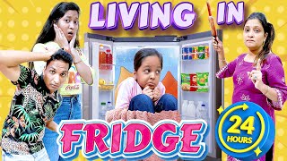 ️ LIVING IN FRIDGE FOR 24 HOURS CHALLENGE ⌚️| Can I Survive? | Jinni & Dhwani| Cute Sisters
