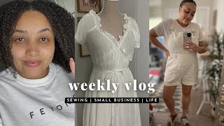 Weekly Vlog | Sewing McCalls 8358, working at David’s Bridal, packing orders & running errands