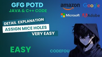 Assign Mice Holes | GFG POTD | Java & C++ code | 08-09-2025