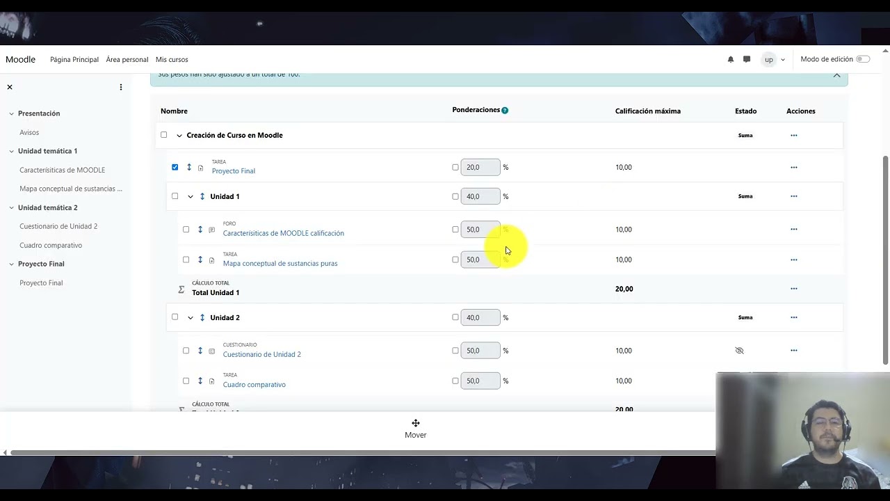 Configurar libro de calificaciones en MOODLE