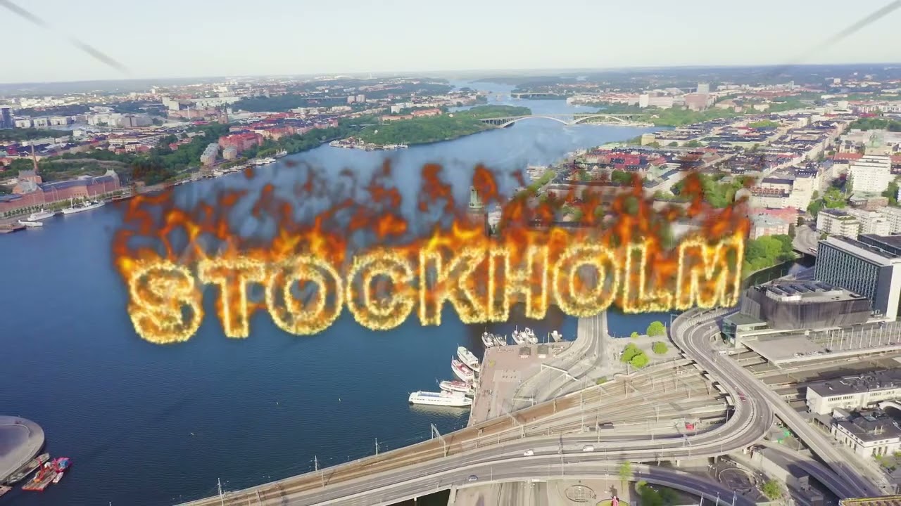 Inscription on video. Stockholm, Sweden. Stockholm City Hall. Stockholms stadshus. Built in 1923, re