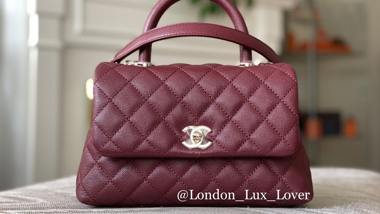 CHANEL Small Burgundy Coco Handle 