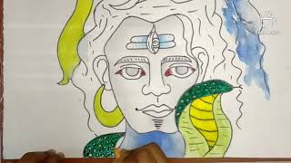 How to draw lord  shiva, (very easy), with poster colour and shading, by Prithwiraj drawing. academy