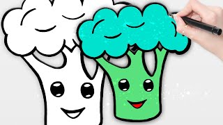 How to Draw Broccoli Easy 🥦 How To Draw Funny Broccoli Step by Step