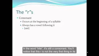 The rs Part 2 r as a Consonant