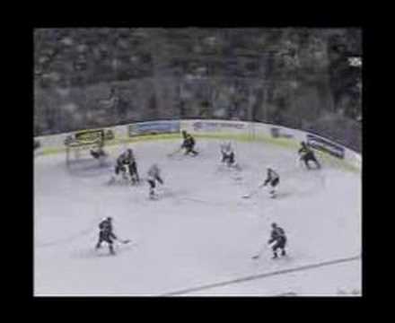 Antero Niittymaki makes a big save in the first period