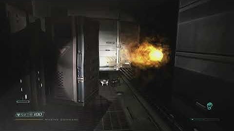 DOOM 3 - Mars City Underground: Return To Marine Command HQ: Infirmary, Collect Items Gameplay XBOX