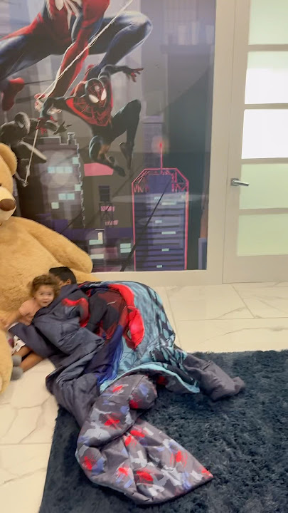 Mom catches son and daughter cuddling with giant teddy bear #shorts