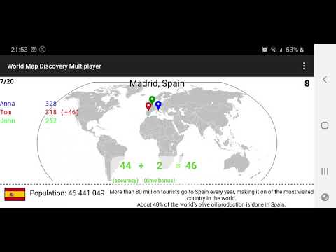 Questionário do mapa do mundo Multiplayer