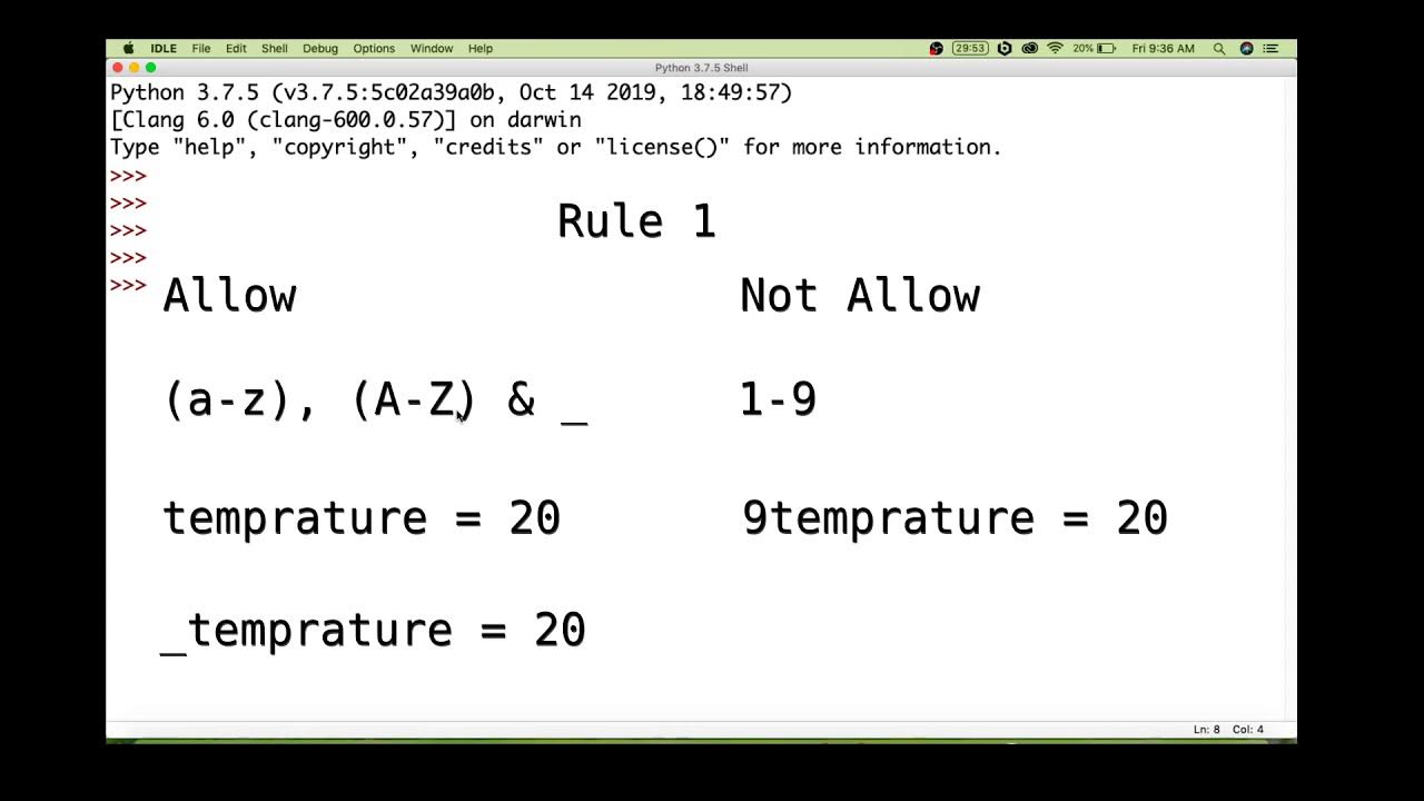 1. Variables in python, type function in python, naming convention in ...