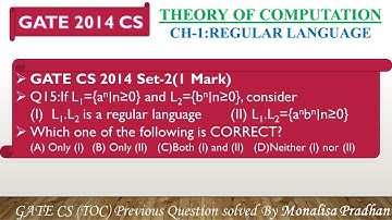GATE CS 2014 Set-2,Q15:If L1={a^n∣n≥0} and L2={b^n∣n≥0}, consider (I) L1.L2 is a regular language