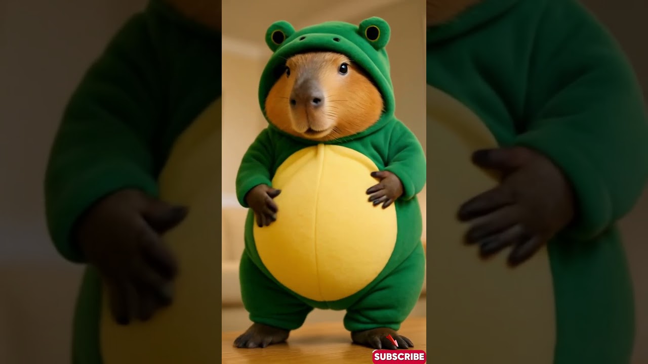 Capybara in Frog Costume: Cute & Hilarious Transformation You Can't Miss! 🐸😂  