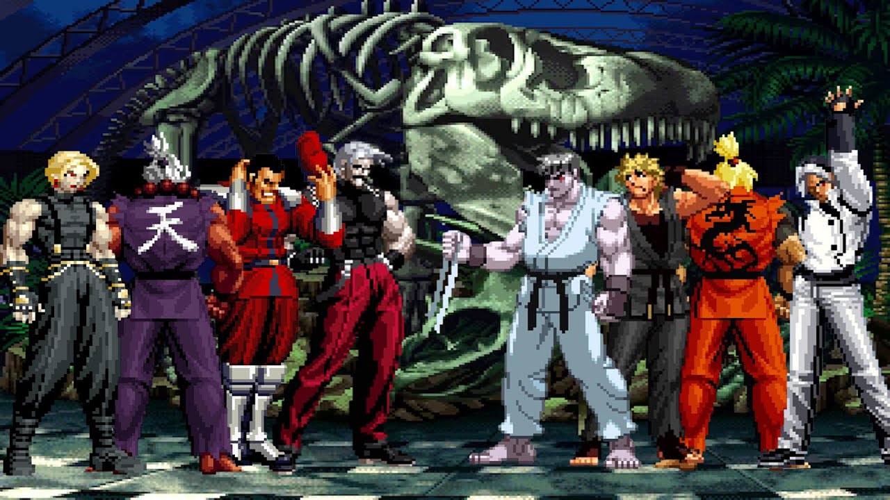 [KOF Mugen] Shin Akuma, Rugal, M.Bison & Adel Team vs Ryu, Ken, Ryo ...