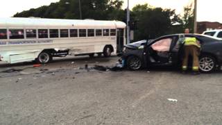 Police investigate crash between car, MTA bus