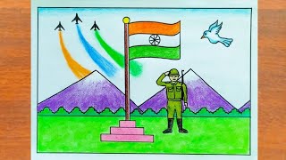 Independence Day Drawing / How to Draw Independence Day Poster Easy Step By Step / 15 August Drawing