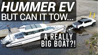 Hummer EV towing review - Can it tow a really big boat? Does catch fire? Rivian lightning rims