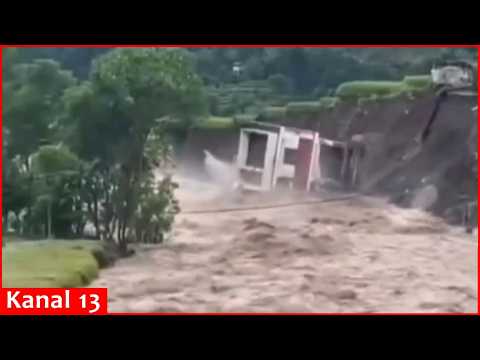 Horrific mountain collapse in Nepal - 24 killed as homes plunge into raging floodwaters