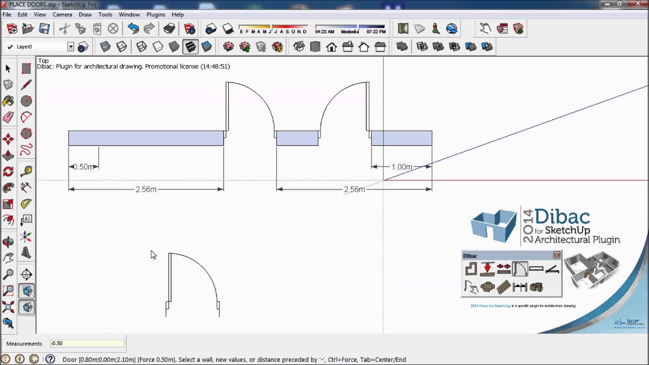 2014 DIBAC FOR SKETCHUP. TUTORIAL 003A PLACE DOORS - YouTube