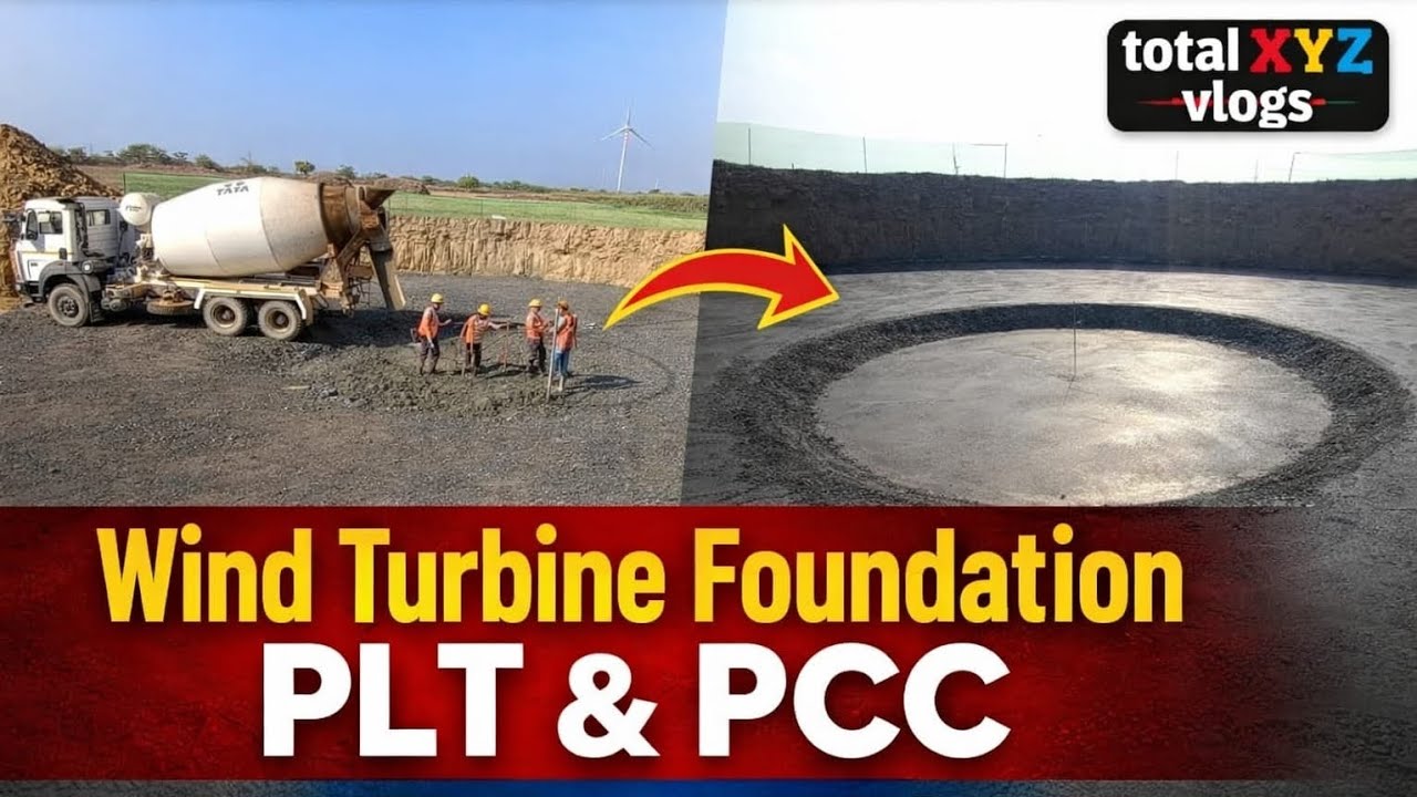 Wind Turbine Foundation Ground Preparation | PLT & PCC Live Work #windmill #live #work #pcc #civil 