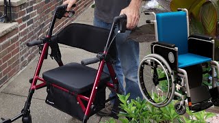 Flying Joy 2-in-1 Lightweight Rollator Walker with Seat & Extr