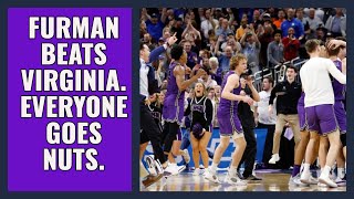 Furman Beats Virginia. Everyone Goes Nuts. (Fan Reactions)