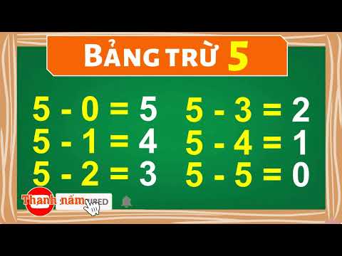 Video Bảng trừ 5 | Phép toán trừ lớp 1 - Thanh nấm - YouTube