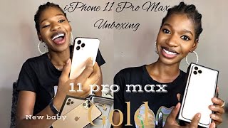IPHONE 11 PRO MAX UNBOXING + Accessories + camera test! *satisfying* (256gb, GOLD)🦋✨