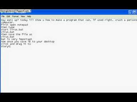 Crash a Victims computer using notepad