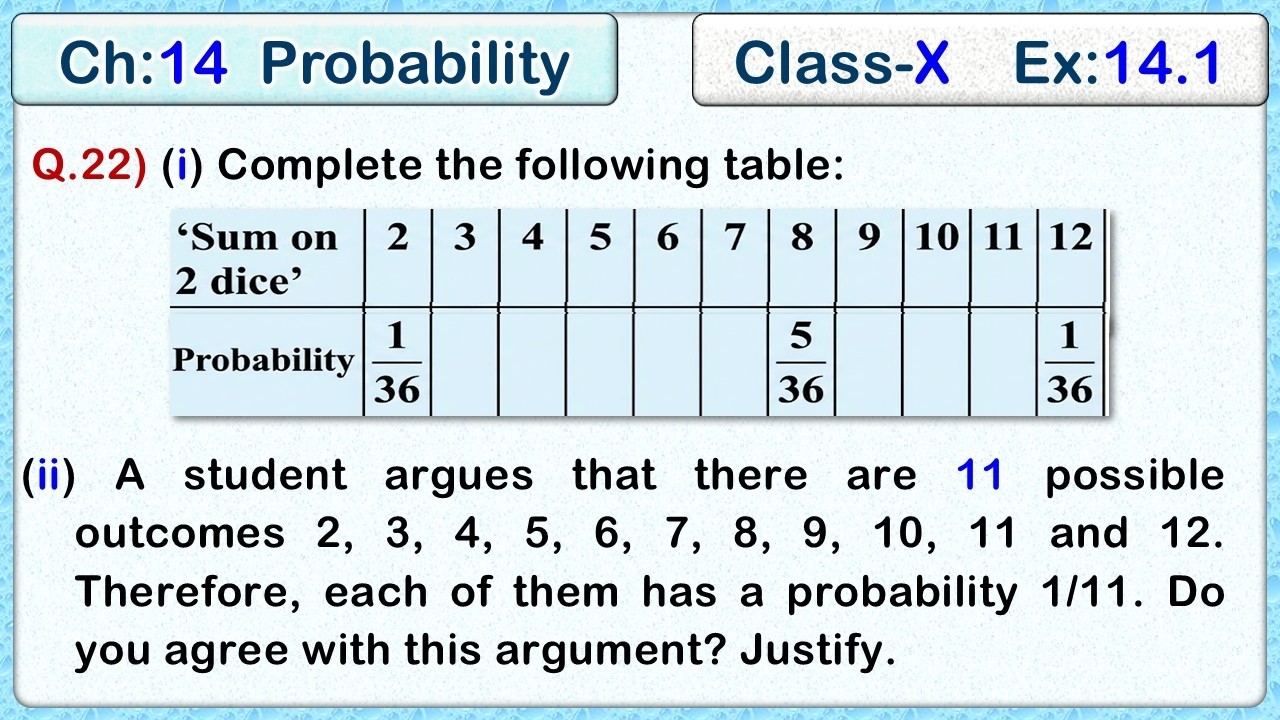 Ex:14.1 - Q.22) Refer to Example 13. (i) Complete the following table ...