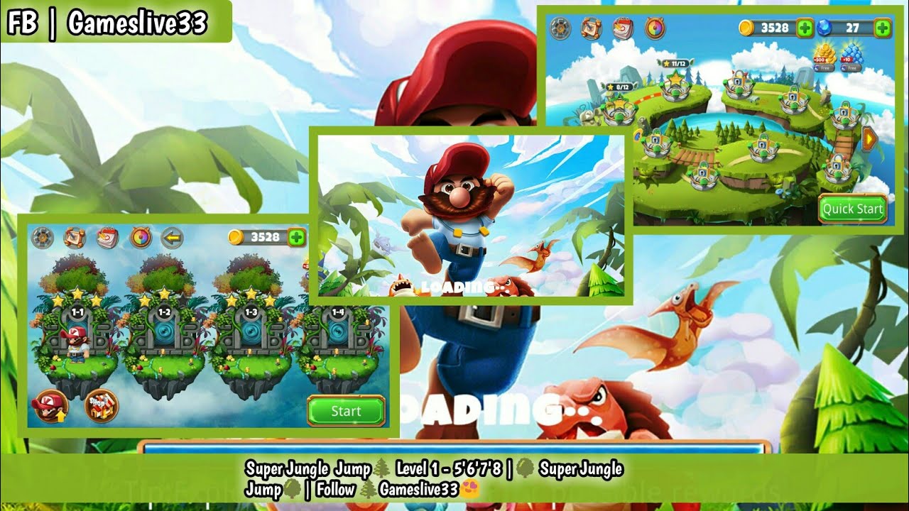 Super Jungle  Jump🌲 Level 1 - 5 To 1 - 8 |🌳 Super Jungle Jump🌳| Follow 🌲Gameslive33😍
