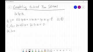 Completing Ordered Pair Solutions