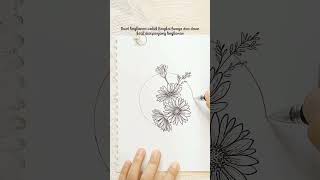Tutorial Menggambar Bunga Aster #SHORTS #menggambar #bungaaster #krisan