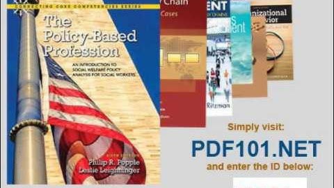 The Policy Based Profession An Introduction to Social Welfare Policy Analysis for Social Workers, En