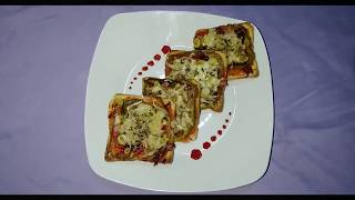 بيتزا بتوست ( pizza toast) سريعة التحضير، بدون عجين ساهلة مهلة