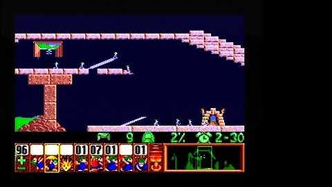 Lemmings SNES Taxing 22 come on over to my place 100% pause free solution 2:04/3:00 time remain