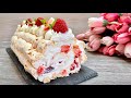 Super delicious and easy meringue roulade dessert! Everyone will be amazed!