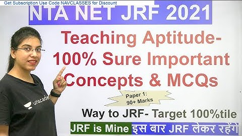 NTA NET JRF Paper 1 | Teaching Aptitude- 100% Sure Important Concepts & MCQs | Navdeep Kaur