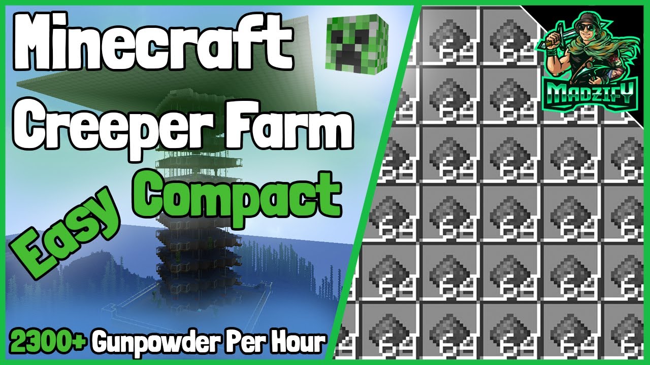 ้ h game  2022 Update  EASY \u0026 COMPACT Creeper Farm Tutorial! Minecraft 1.18+ (2300+ Gunpowder P/H)