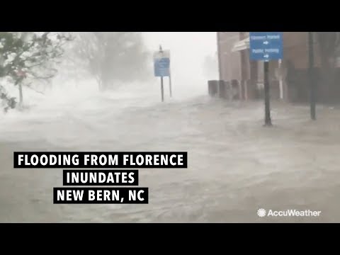 Florence whips water up from the streets of New Bern, North Carolina