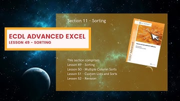 ECDL Advanced Excel Lesson 49 Sort Data