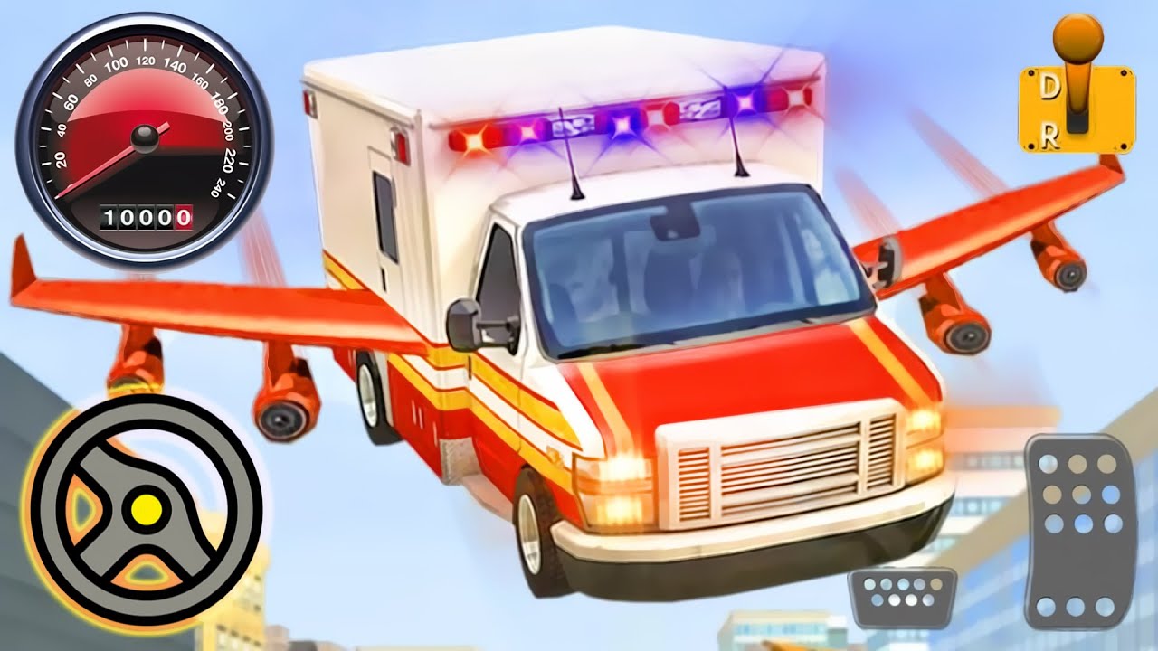 Flying Ambulance Simulator - Offroad Rescue VAN Driving | Android Gameplay