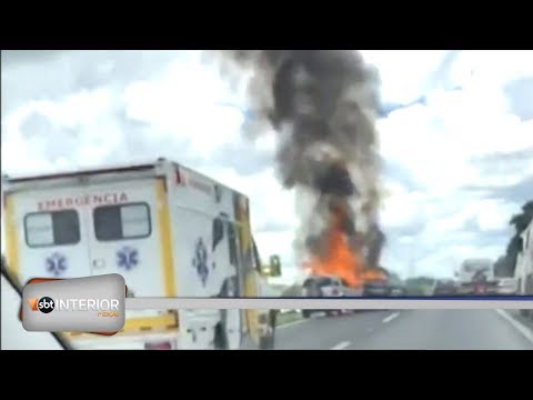 Acidente entre Rio Preto e Mirassol provoca fogo em veículo